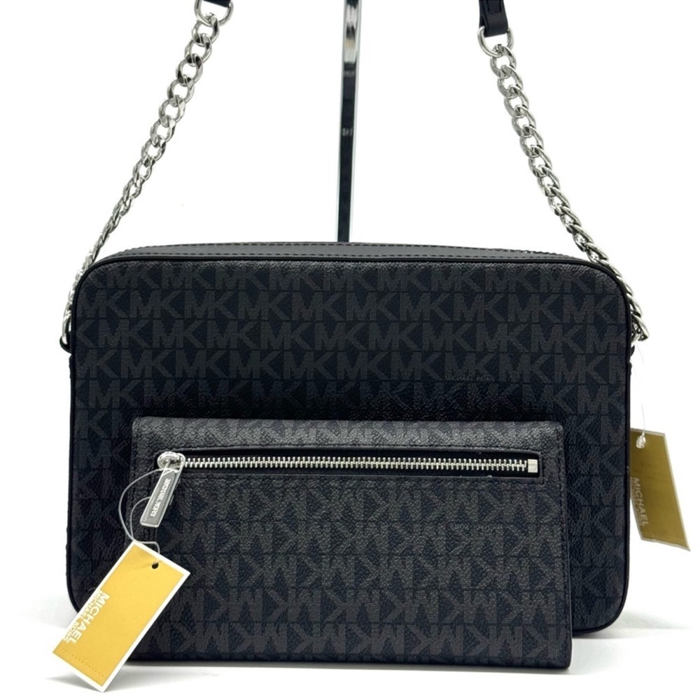 Michael Kors Large Jet Set Travel Logo Crossbody Bag & Matching Trifold Wallet - Picture 5 of 13